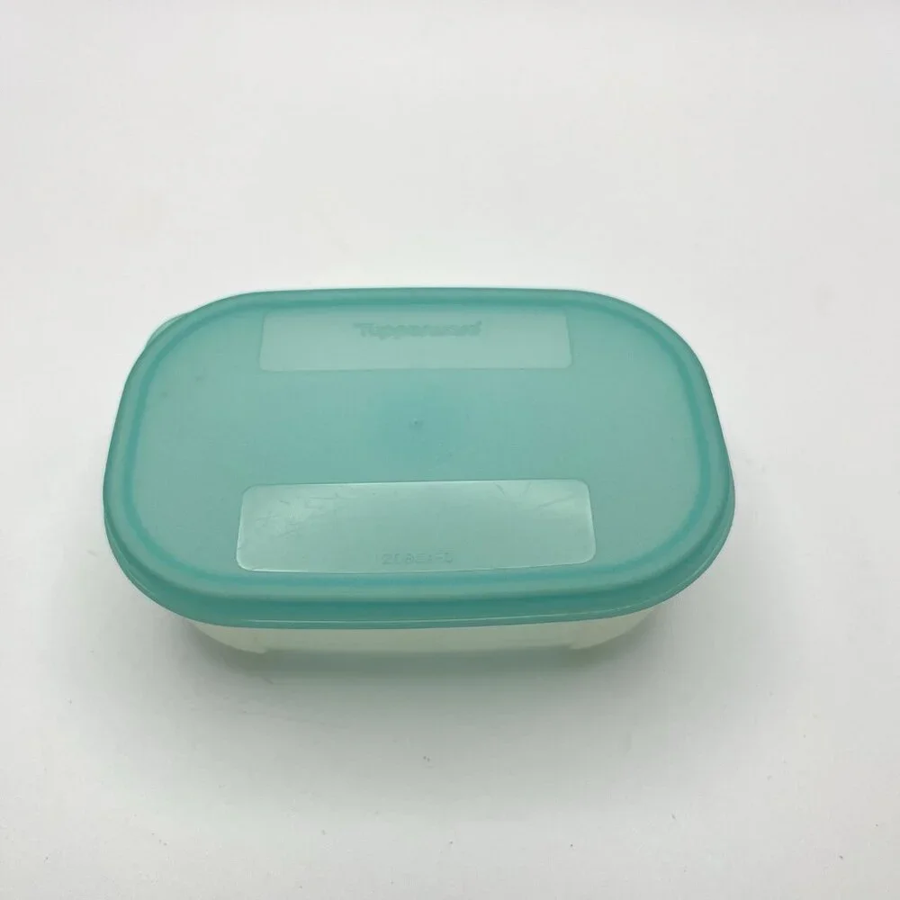 VTG Tupperware 4 oz Mini Snack Keeper 4160C Teal Lid Small Storage Container USA